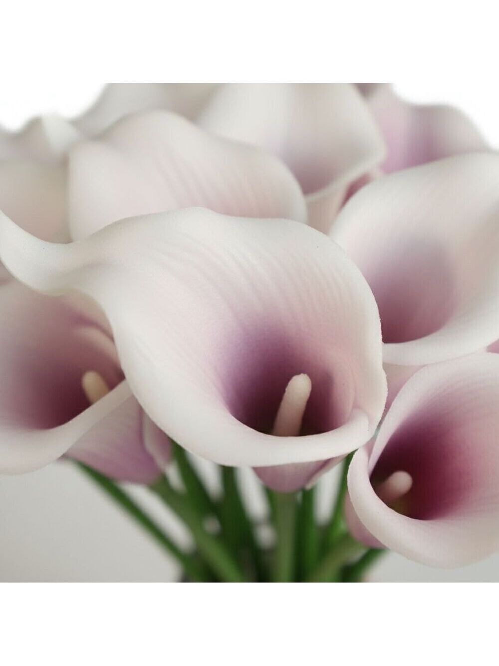 Lavender Purple and White Faux Calla Lily Stems 15 Inch Wedding Artificial Flowe - Picture 2 of 11